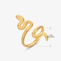 Adjustable golden snake ring with layered coil design and textured scale finish, 1.7cm diameter - Three-layer Snake Design (136) / Gold