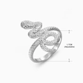 Silver snake-shaped stainless steel wrap ring with adjustable band and scale texture - Coiled Snake Design (132) / Steel