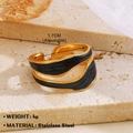Anello a doppio strato in acciaio inossidabile placcato oro con smalto nero opaco - Anello Irregolare - Nero