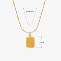 Goldene Edelstahlkette mit rechteckigem Anhänger und 40+5cm Kettenlängenangabe - Quadratischer Charm Anhänger (Gold)
