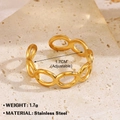 Minimalist gold-plated hollow oval geometric chain ring with adjustable opening - Hollow Oval Style / Gold