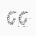 Polierte silberne Edelstahl-Creolen in C-Form mit gedrehtem Design und 2,2 cm Durchmesser - Spiralförmig Gedreht (438) / Silber