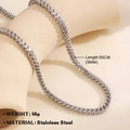 55 cm silberne Drachenknochen-Kette aus poliertem Edelstahl für Damen und Herren - 5mm Silber