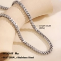 Herren 6mm silberne Drachenknochen Halskette aus Edelstahl mit 55cm Länge - 6mm Stahlfarben