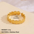 Adjustable golden stainless steel ring featuring irregular hammered disc design - Irregular Disc Hammered Style (694-3) / Gold