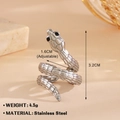 Adjustable silver snake ring in stainless steel with realistic scales and 4.5g weight - Silver Ring 849