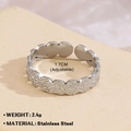 Silver hammered stainless steel open ring with adjustable 1.7cm inner diameter - Irregular Disc Hammered Style (694-3) / Steel