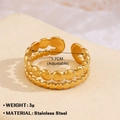 Anello regolabile a doppio strato in acciaio dorato con perline e diametro di 1,7 cm - Stile Perlato a Doppio Strato (696-1) / Oro