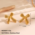 Elegant 18K gold plated stainless steel bow earrings with a textured metal finish - Gold Bowknot Earrings
