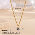 18K gold plated stainless steel birthstone necklace with clear zircon pendant - April