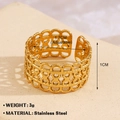 Anello geometrico in acciaio inossidabile dorato con design traforato regolabile - Stile Geometrico Pizzo Vuoto (698-1) / Oro