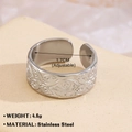 Anello regolabile in acciaio inossidabile argento con motivi a rilievo occhio del male - Stile Rilievo Malocchio (700-1) / Colore acciaio