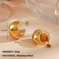 Poliertes goldfarbenes Edelstahl-Creolen-Set in sichelförmigem, schwerem Design - Goldene Ohrringe Stil 387