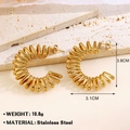 Minimalistische goldene Edelstahl C-Creolen in Spiralform mit metallischem Glanz - Goldenes Gewinde Halbkreis (624) / Gold (624)