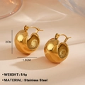 Goldene Edelstahl Creolen mit poliertem, kugelförmigem Kuppel-Design für Damen - Goldene Ohrringe Stil 411