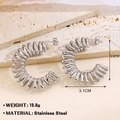 Poliertes Silber Edelstahl Spiralfrühlings-Ohrringe mit 10,8g Gewicht für Damen - Glänzend Silber Spiralfeder Halbkreis (624) / Stahlfarbe (624)