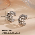 Orecchini a C in acciaio inossidabile argento con design a perline stratificate - Orecchini Colore Acciaio Stile 704