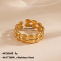 Verstellbarer goldener Edelstahlring mit doppeltem ovalem Kettendesign und 1,7 cm Durchmesser - Goldener Ring Stil 114
