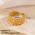 Anello a più strati di sfere dorate regolabile in acciaio inossidabile da 1,7cm - Anello Oro Stile 770
