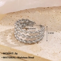 Anello regolabile in acciaio inossidabile argento con design minimalista a tre strati - Anello Colore Acciaio Stile 770