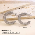 Silberne Edelstahl Spiral-Ohrringe mit 3,3 cm Durchmesser und 6,2 g Gewicht - Silberne Spiralreife (626) / Stahlfarbe (626)