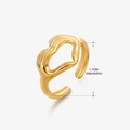 Adjustable golden stainless steel open heart ring with hands design for women - Hugging Hands Hollow Heart Style (031) / Gold