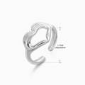 Adjustable silver hugging hands ring in stainless steel with a 1.7cm inner diameter - Hugging Hands Hollow Heart Style (031) / Steel