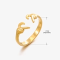 Bague ajustable en acier inoxydable doré avec un design unique en forme de main - Style Geste Pointé par Deux Mains (033) / Or