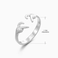 Bague ajustable en acier inoxydable argenté avec design de mains et motif de coeur - Style Geste Pointé par Deux Mains (033) / Acier