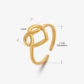 Bague ouverte ajustable en acier inoxydable doré avec design de nœud en cœur pour femme - Style Nœud de Cœur Infini (035) / Or