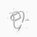Bague cœur ouverte en acier inoxydable argenté avec nœud infini et taille ajustable - Style Nœud de Cœur Infini (035) / Acier