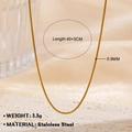Collar de cadena de serpiente de acero inoxidable dorado 0,9mm y longitud 40+5cm - 40+5cm-0.9mm / Dorado