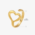 Bague ouverte coeur doré ajustable pour femme de 1,7 cm au style minimaliste - Style Cœur Ajouré Minimaliste (036) / Or