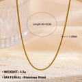 Collar de cadena de serpiente de acero inoxidable dorado minimalista 1,2mm 40+5cm - 40+5cm-1.2mm / Dorado