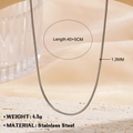 Minimalistische silberne Schlangenkette aus Edelstahl mit 1,2 mm Dicke und 40+5 cm Länge - 40+5cm-1.2mm / Stahlfarben