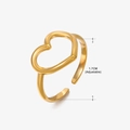 Bague cœur élégante en acier inoxydable doré avec anneau ouvert réglable pour femme - Style Cœur Ajouré Poli (038) / Or