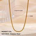 Collar de cadena de serpiente minimalista en acero inoxidable dorado 1,5mm, 40+5cm - 40+5cm-1.5mm / Dorado