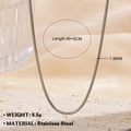 Silberne Schlangenkette aus Edelstahl mit 1,5mm Breite und 40+5cm verstellbarer Länge - 40+5cm-1.5mm / Stahlfarben