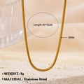 Minimalistische 2mm goldene Schlangenkette aus Edelstahl mit 40+5cm verstellbarer Länge - 40+5cm-2mm / Gold