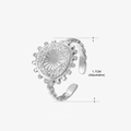 Bague ajustable en acier inoxydable argenté avec relief ovale et motif soleil - Style Vague Solaire Ovale (258) / Acier