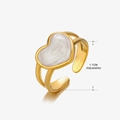 Bague cœur dorée ajustable avec incrustation texture marbre blanc pour femme - Style Cœur Texture Marbre Blanc (333) / Or