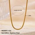 Collar de cadena de serpiente de acero inoxidable dorado, longitud 45+5 cm y ancho 2 mm - 45+5cm-2mm / Dorado