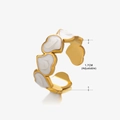 Bague ajustable en acier inoxydable doré avec cœurs en émail blanc, diamètre 1,7 cm - Style Cœur Pétale Émail Perle (406) / Or