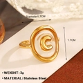 Golden stainless steel chunky ring featuring a 3D letter C inlay under clear coating - Letter C