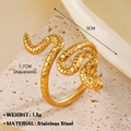 Adjustable golden stainless steel snake ring with realistic scale texture and 1.5g weight - Gold Ring 136