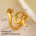 Adjustable gold-plated stainless steel snake ring with 3.2cm length and 1.7cm inner diameter - Gold Ring 192
