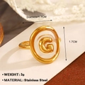 Anello sigillo dorato in acciaio inossidabile con emblema della lettera G in 3D - Lettera G