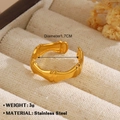 Gold bamboo design open ring in stainless steel with a 1.7cm diameter and 3g weight - Bamboo Design (1011) - Gold