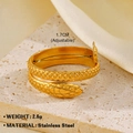 Adjustable golden snake-shaped stainless steel ring with detailed scale textures - Gold Ring 484