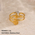 Anillo ajustable de acero inoxidable dorado con diseño de estrella de 1,4g - Sol Radiante en Estrella de Doble Capa (Estilo-049)